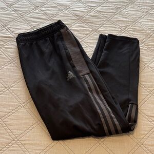 Adidas Women's Black Joggers with Dark Gray Stripes